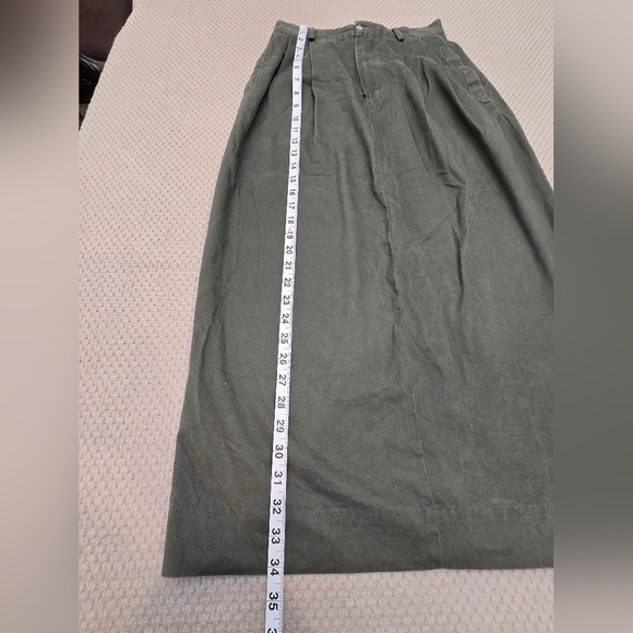 Vintage Willis& Geiger Skirt 8 USA Made Bush Poplin Wrap Maxi Green  Military - Picture 11 of 15